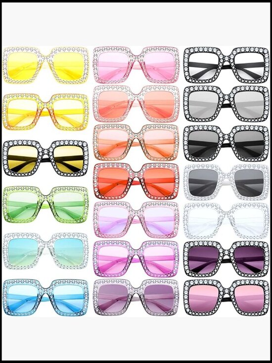 Rhinestone Bling Crystal Sunglasses Retro Disco Glasses for Women main image 5